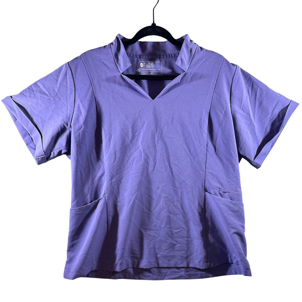 319 | FIGS Technical Collection Womens XL Notched Neck Scrub Top Purple